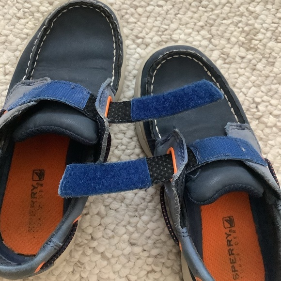 Sperry Topsider Boys Loafers Velcro Dress Shoes Blue Orange White 11.5 - Picture 5 of 6